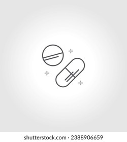 Pills icon flat. medicine icon vector. Illustration isolated vector sign symbol, capsule icon simple design