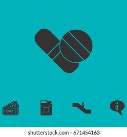 Pills icon flat. Simple vector symbol and bonus icon