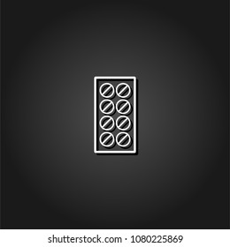 Pills icon flat. Simple White pictogram on black background with shadow. Vector illustration symbol