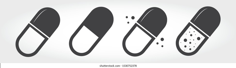 Pills Icon in flat style isolated on white background.Vector illustration, Eps 10