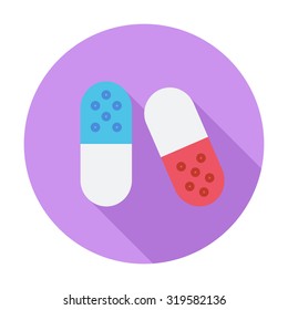 Pills icon. Flat vector related icon with long shadow for web and mobile applications. It can be used as - logo, pictogram, icon, infographic element. Vector Illustration.
