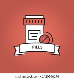 PILLS ICON AND ILLUSTRATION CONCEPT