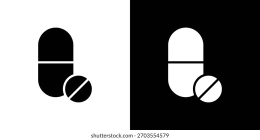 Pillen Symbol Illustration doodle. Flache Illustration, Vektorsatz