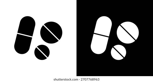 Pills icon line art editable stroke and solid collection for app design