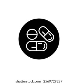 Pills icon Line Art Logo set