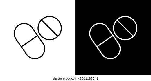 Pills icon linear icon. Line with editable stroke