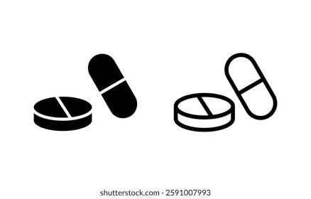 Pills icon logo design. capsule icon. Drug sign and symbol