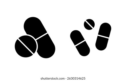 Pills icon logo design. capsule icon. Drug sign and symbol