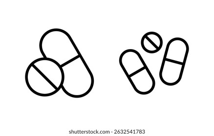 Pills icon logo design. capsule icon. Drug sign and symbol