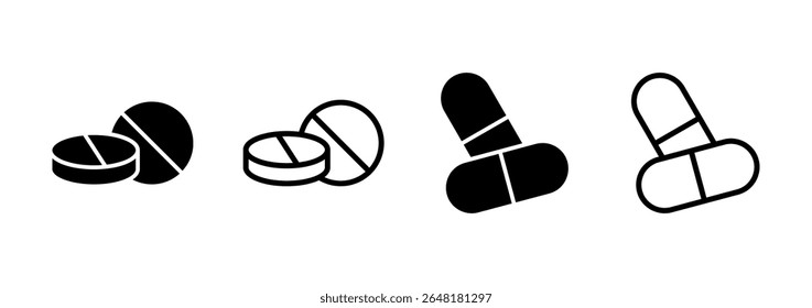 Pills icon logo design. ícone da cápsula. Sinal e símbolo de medicamento