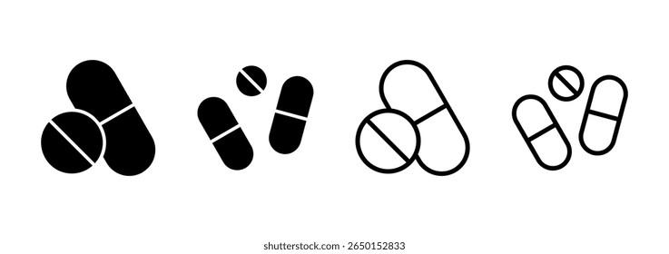 Pills icon logo design. capsule icon. Drug sign and symbol