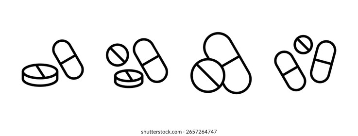 Pills icon logo design. ícone da cápsula. Sinal e símbolo de medicamento