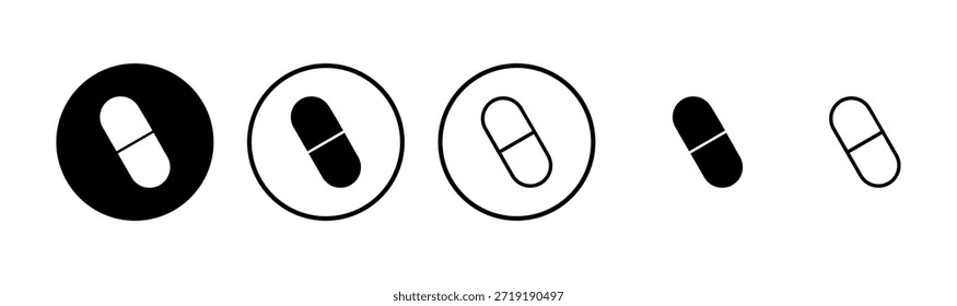 Diseño del logotipo del icono de las píldoras. icono de la cápsula. Signo y símbolo de la droga