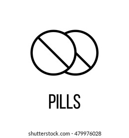Pills icon or logo in modern line style. High quality black outline pictogram for web site design and mobile apps. Vector illustration on a white background. 