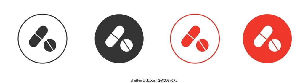 Icono de píldoras Logos. Plantilla de diseño de icono de Vector plano