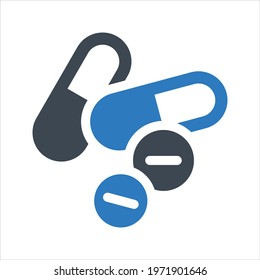 Pills icon. Medication icon, vector and glyph
