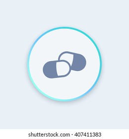 pills icon, medicine, pilule, drugs vector, medication, pill pictogram, round icon, vector illustration