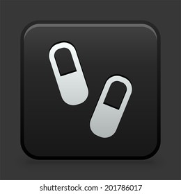 Pills Icon on Black and White Button 