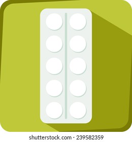 pills icon on the green background