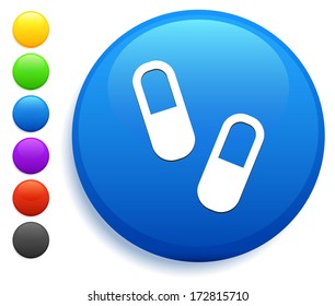 Pills Icon on Round Button Collection