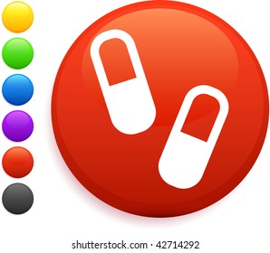 icono de píldoras en el botón de internet redondo ilustración vectorial original 6 versiones de color incluidas