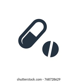 pills icon on white background, fitness, sport