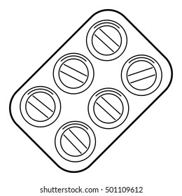 Pills icon. Outline illustration of pills vector icon for web isolated on white background