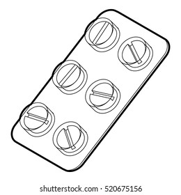Pills icon. Outline illustration of pills vector icon for web