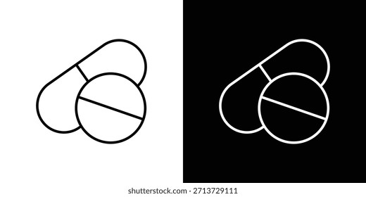 Ícone de comprimidos, sinal de vetor de contorno, download de design de logotipo