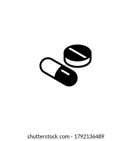 Pills icon, pill icon for your website, logo, app, UI, product print. Pills concept flat Silhouette vector illustration icon