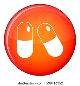 Pills icon in red circle isolated on white background vector illustration