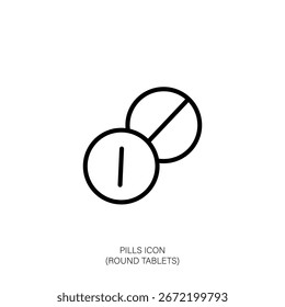 Píldoras Icon Tabletas redondas con líneas rectas