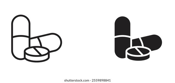 Pills Icon set in black color for ui designs