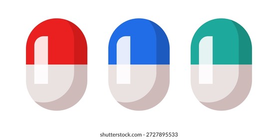 Conjunto de iconos de píldoras. Cápsula. Icono de Vector aislado sobre fondo blanco.