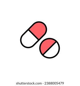 Pills icon set illustration. capsule icon. Drug sign and symbol