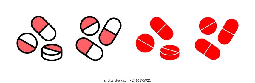 Pills icon set illustration. capsule icon. Drug sign and symbol