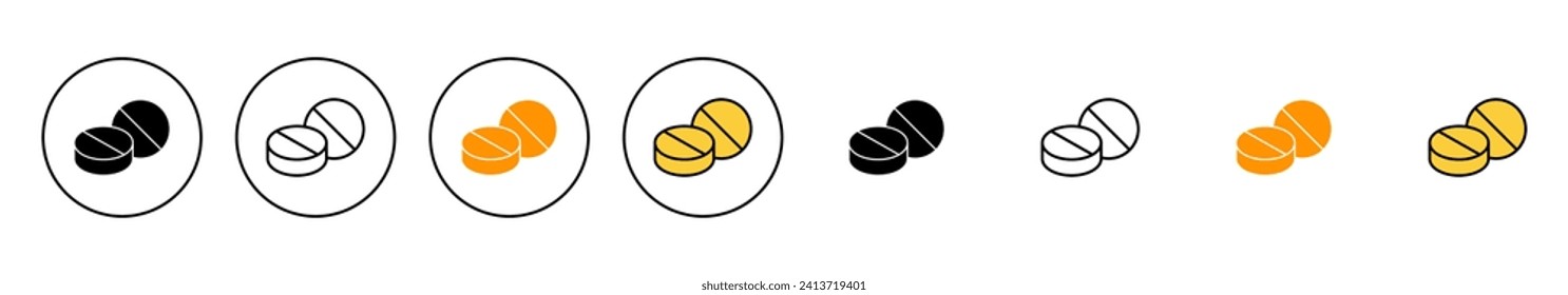 Pillen Symbol-Set Vektor. Kapselsymbol. Arzneimittelzeichen und -zeichen