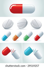 Pills icon set. vector illustration icon set. Easy editable CMYK vector file.