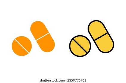 Icono de Pills establecido para la aplicación web y móvil. icono de la cápsula. Signo y símbolo de drogas