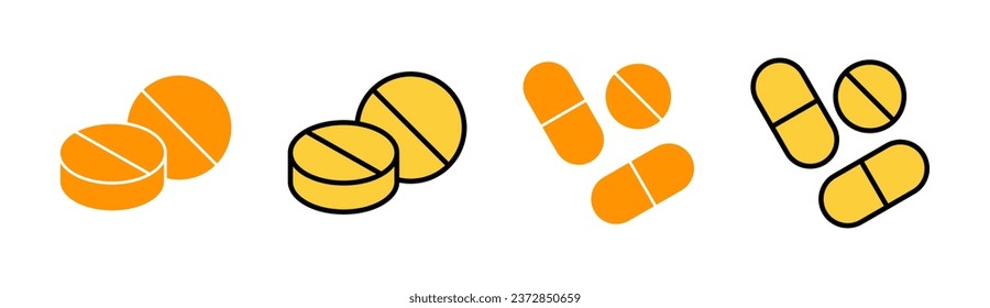 Icono de Pills establecido para la aplicación web y móvil. icono de la cápsula. Signo y símbolo de drogas