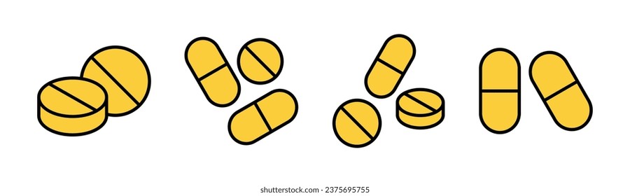 Pills icon set for web and mobile app. capsule icon. Drug sign and symbol