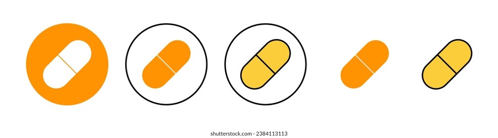 Icono de Pills establecido para la aplicación web y móvil. icono de la cápsula. Signo y símbolo de drogas