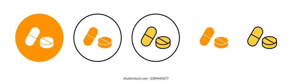 Icono de Pills establecido para la aplicación web y móvil. icono de la cápsula. Signo y símbolo de drogas