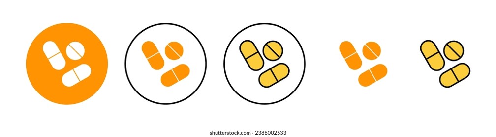 Pillen Icon Set für Web und mobile App. Kapselsymbol. Arzneimittelzeichen und -zeichen