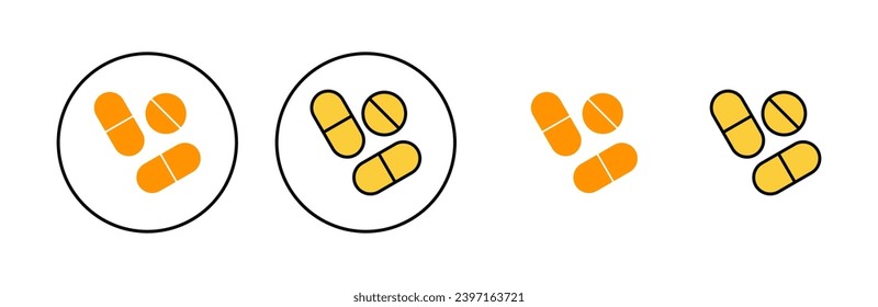 Pills icon set for web and mobile app. capsule icon. Drug sign and symbol