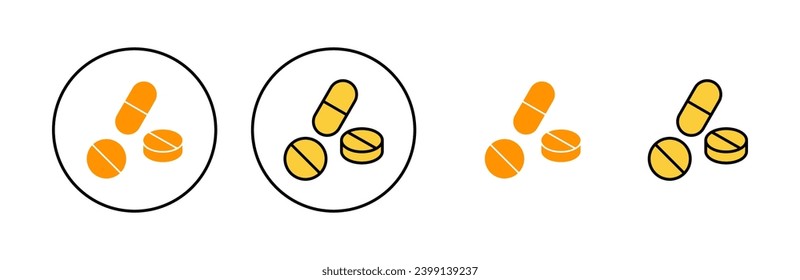 Pillen Icon Set für Web und mobile App. Kapselsymbol. Arzneimittelzeichen und -zeichen