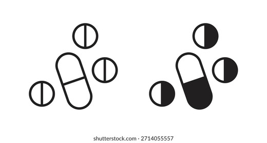 Diseños de Vector de silueta de icono de píldoras. Trazos editables