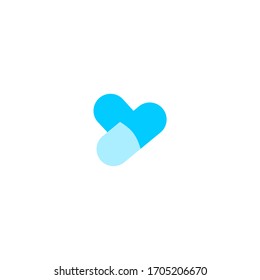 pills icon. simple, flat, blue. medical and health icon.