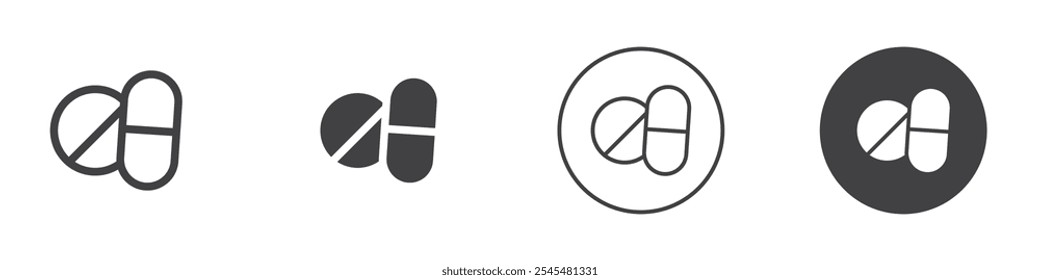 Pills icon Simple outline vector logo