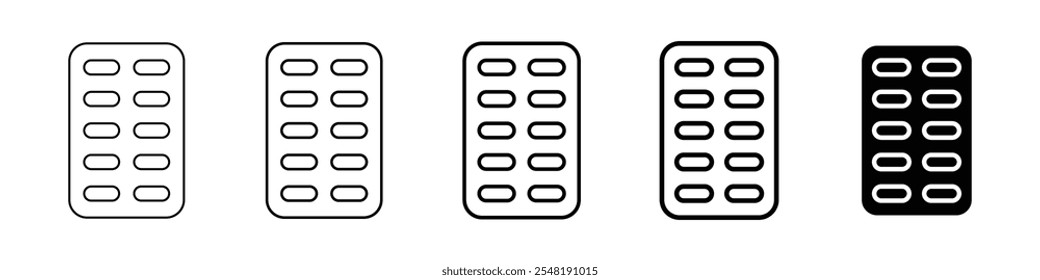 pills icon Simple thin line logo set